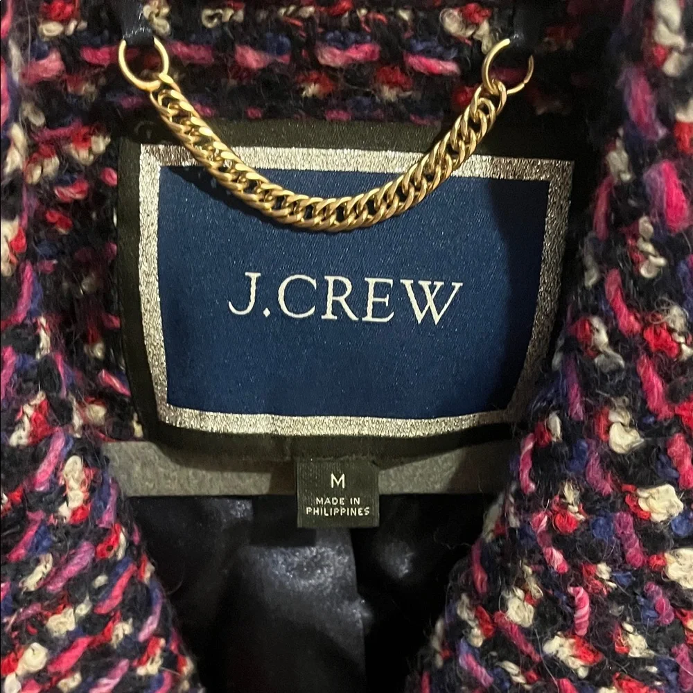 J. Crew Women's Red and Black Tweed Pea Coat - Picture 2 of 7